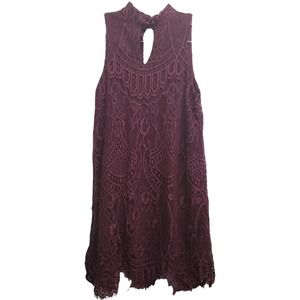 LOVE Fire Women's Purple Lace Covered Mini Tunic Dress Size XS